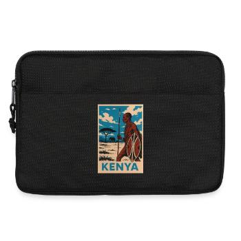 Kenya Maasai Warrior Nature Illustration - Laptoptasche 13" - Schwarz - Vorne