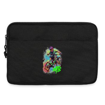Mountainbike Action Kunst - Laptoptasche 13" - Schwarz - Vorne
