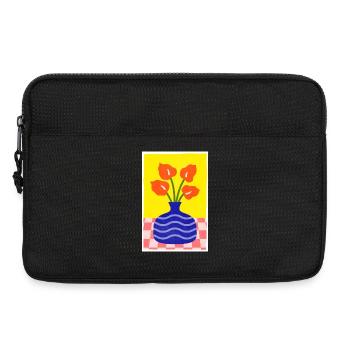 Abstrakte Kunst Blauer Topf und Blume Retro-Stil - Laptoptasche 13" - Schwarz - Vorne