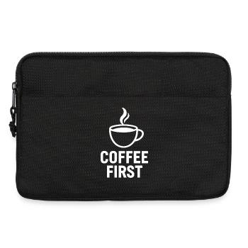 Coffee First – Minimales Kaffee-Design - Laptoptasche 13" - Schwarz - Vorne