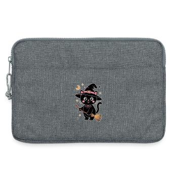 Cute cat witch print with magic wand - Laptop bag 13" - heather grey - Front