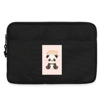 Süßer Panda mit Regenbogen und Sternen - Laptoptasche 13" - Schwarz - Vorne