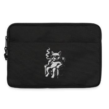 Coole Katzenliege mit Zigarre - Laptoptasche 13" - Schwarz - Vorne