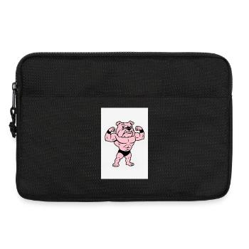 Posture du bouledogue musculaire rose - Sacoche pour ordinateur portable 13 pouces - noir - Devant