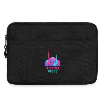 Tokio Vibes Neon Skyline Silhouette bunte Farben  - Laptoptasche 13" - Schwarz - Vorne
