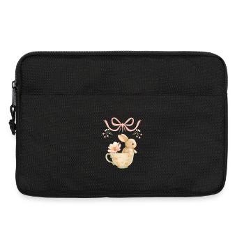 Lapin pastel en tasse florale - Sacoche pour ordinateur portable 13 pouces - noir - Devant