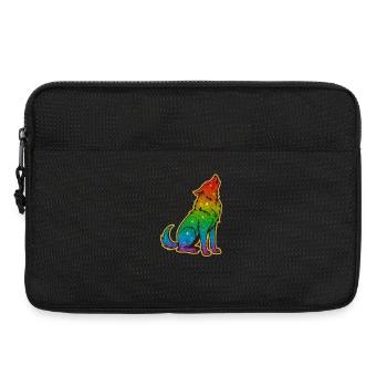 Howling Rainbow Wolf Glitter Silhouette - Laptop bag 13" - black - Front