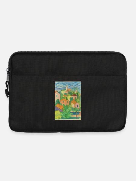 Hüttenidyll am Hügelpanorama - Laptoptasche 13" - Schwarz