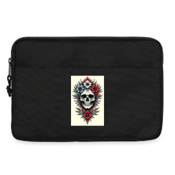 Style de tatouage de crâne de fleur - Sacoche pour ordinateur portable 13 pouces - noir - Devant