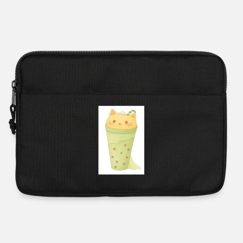 Kawaii Katze in Minze Bubble Tea - Laptoptasche 13" - Schwarz