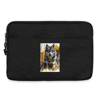 Illustration of a wolf - Laptop bag 13" - black - Front