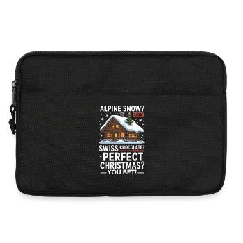 Chalet alpin de Noël avec neige et chocolat - Sacoche pour ordinateur portable 13 pouces - noir - Devant