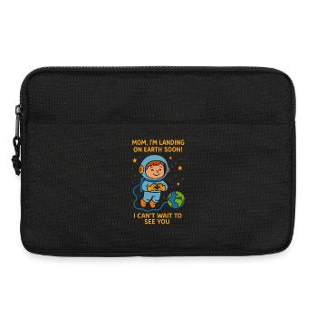 Mom I’m Landing Soon Baby Boy Space Pregnancy  - Laptop bag 13" - black - Front
