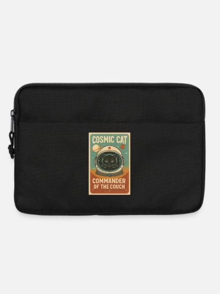 Cosmic Cat – Commander of the Couch | Retro Design - Laptoptasche 13" - Schwarz