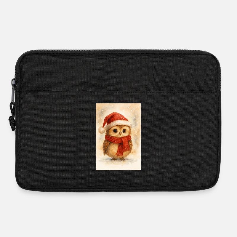 Wintereule mit Schal und Mütze - Laptoptasche 13" - Schwarz
