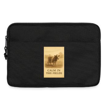 Calm in the Fields Vintage-Kuh - Laptoptasche 13" - Schwarz - Vorne