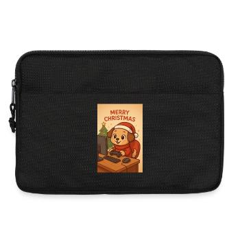 Weihnachts-Hund am PC - Laptoptasche 13" - Schwarz - Vorne
