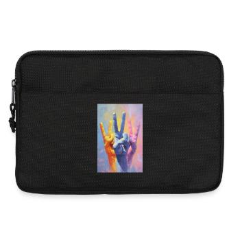 Regenbogen-Peace-Zeichen-Handporträt - Laptoptasche 13" - Schwarz - Vorne