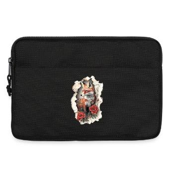 Fuchs mit Blumen - Laptoptasche 13" - Schwarz - Vorne