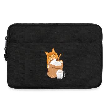 Ginger cat is peeking out from behind the bag - Laptop bag 13" - black - Front