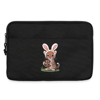 Un joli bébé léopard de Pâques avec des oreilles de lapin et - Sacoche pour ordinateur portable 13 pouces - noir - Devant