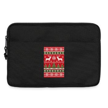 Winterliches Rentier-Strickmuster - Laptoptasche 13" - Schwarz - Vorne