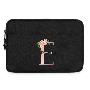 Pastel Floral Monogram E - Laptop bag 13" - black - Front
