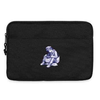 Rêveuse triste avec un chapeau d’oiseau - Sacoche pour ordinateur portable 13 pouces - noir - Devant
