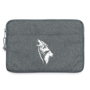 Howling wolf in silhouette - Laptop bag 13" - heather grey - Front