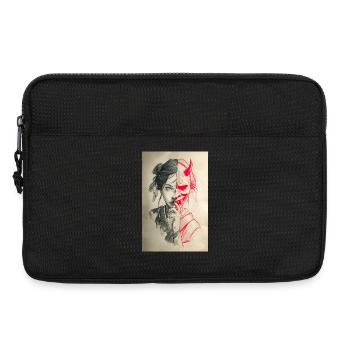Portrait de dualité : Femme et Oni - Sacoche pour ordinateur portable 13 pouces - noir - Devant