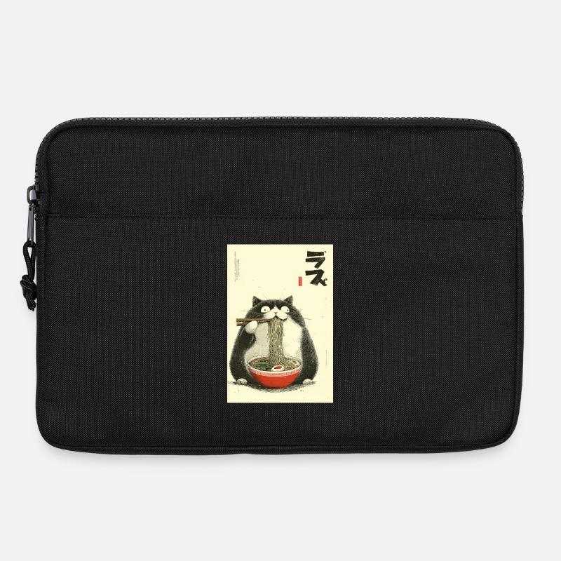 Nudelnde Katzen-Ramen - Laptoptasche 13" - Schwarz