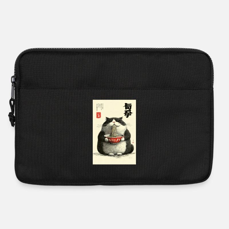 Neko-Nudelfest im Ukiyo-e-Stil - Laptoptasche 13" - Schwarz