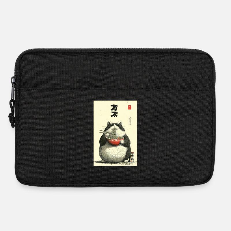 Chonky Cat Ramen Ukiyo-e - Laptop bag 13" - black