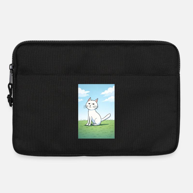 Weiße Katze mit frechen Blick - Laptoptasche 13" - Schwarz