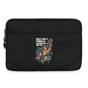 Bouldering Funny – Gorilla Cartoon Climbing Shirt - Laptop bag 13" - black - Front
