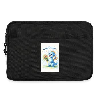 Blauer Drache mit Blumenstrauß - Laptoptasche 13" - Schwarz - Vorne