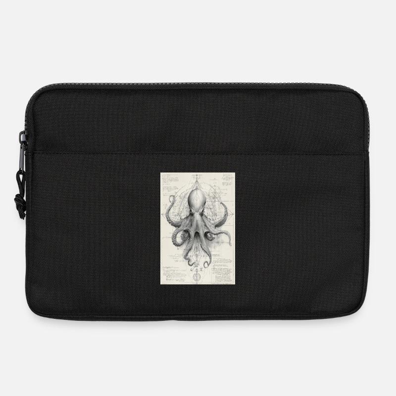 Geometrischer Oktopus-Bauplan - Laptoptasche 13" - Schwarz