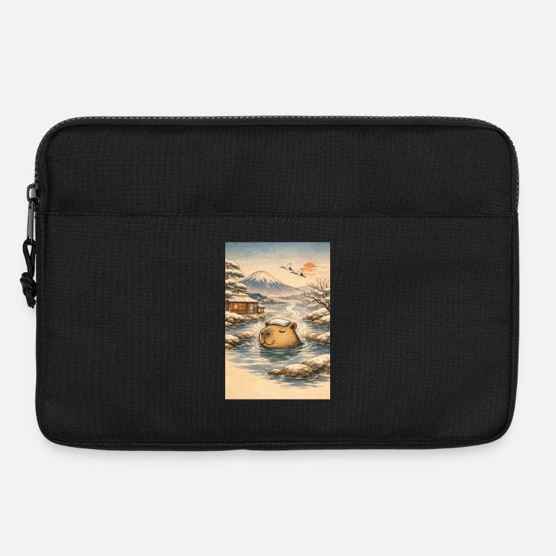 Onsen Capybara im Winterwald - Laptoptasche 13" - Schwarz