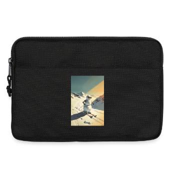 Bonhomme de neige skiant - Sacoche pour ordinateur portable 13 pouces - noir - Devant