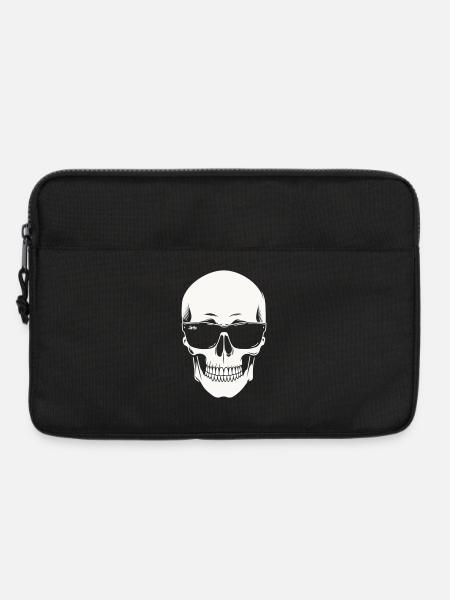 Skeleton with sunglasses in black and white vector - Laptop bag 13" - black