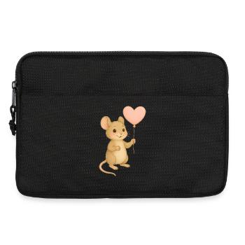 Souris avec ballon en forme de cœur - Sacoche pour ordinateur portable 13 pouces - noir - Devant