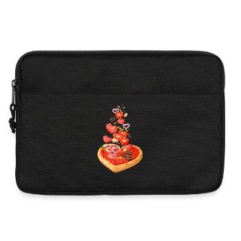 Pizza en forme de cœur avec illustration de salami - Sacoche pour ordinateur portable 13 pouces - noir - Devant