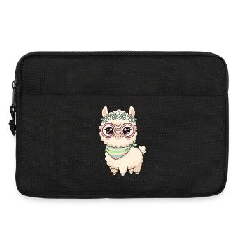 Lama pastel avec couronne florale - Sacoche pour ordinateur portable 13 pouces - noir - Devant