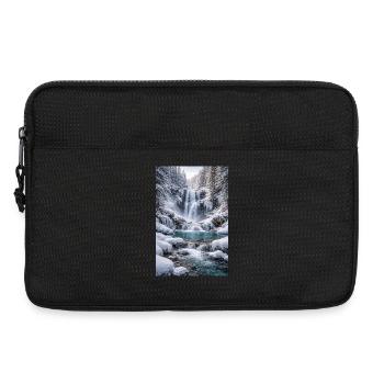 Winter waterfall in snow-covered forest - Laptop bag 13" - black - Front