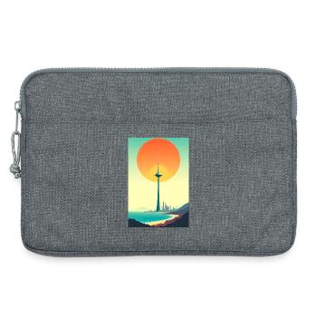 Tour du coucher au-dessus de la ville côtière - Sacoche pour ordinateur portable 13 pouces - gris chiné - Devant