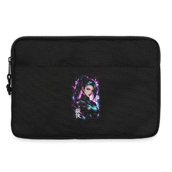 Femme Héroïne cyberpunk néon violet - Sacoche pour ordinateur portable 13 pouces - noir - Devant