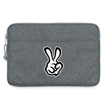 Victory Hand Signals (Right Hand / NEG / 2C) - Laptop bag 13" - heather grey - Front