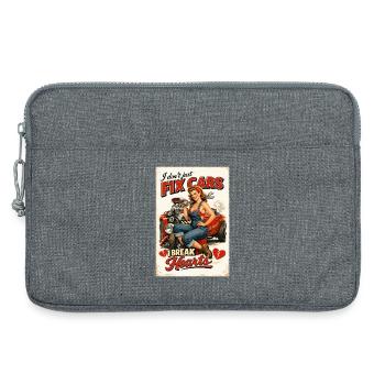 Pin-Up Hot Rod : Je ne répare pas les voitures, je brise les cœurs - Sacoche pour ordinateur portable 13 pouces - gris chiné - Devant