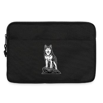Sibirischer Husky-Hund auf Fels-Nordic-Porträt - Laptoptasche 13" - Schwarz - Vorne