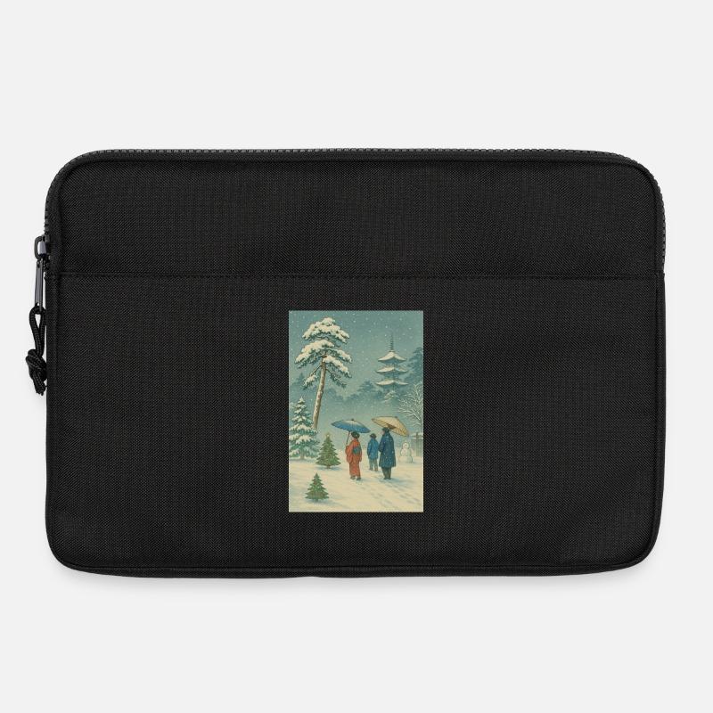 Japanische Weihnacht im Ukiyo-e Winterstil - Laptoptasche 13" - Schwarz